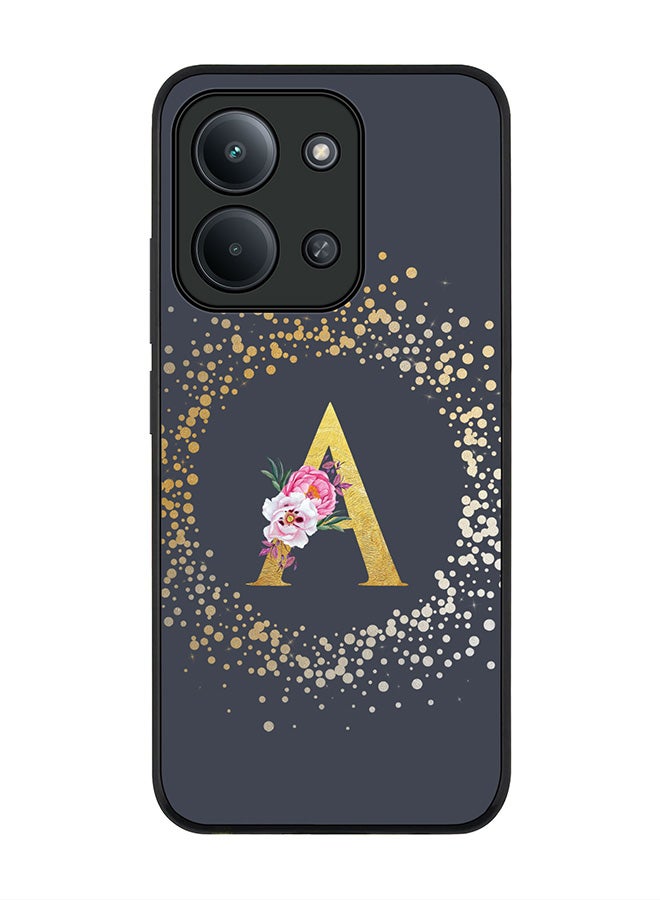 For Xiaomi Poco C85 4G Case,Slim fit Camera Protection, Shockproof Thin Phone cover  - Custom Monogram Floral - A  (Grey )